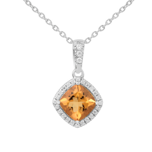 Load image into Gallery viewer, Natural Citrine Cushion Halo Pendant Necklace