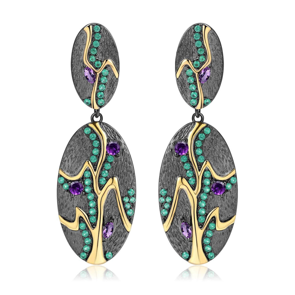 Signature Gold-Plated Amethyst Earrings.
$ 50 - 100, Amethyst, Purple, Oval, 925 Sterling Silver, Dangle