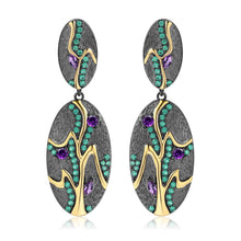 Load image into Gallery viewer, Signature Gold-Plated Amethyst Earrings.
$ 50 - 100, Amethyst, Purple, Oval, 925 Sterling Silver, Dangle