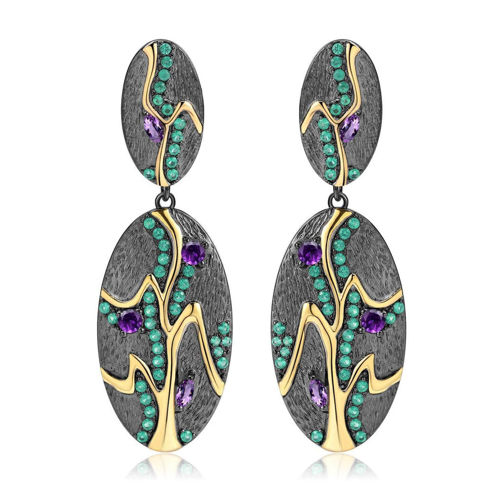 Signature Gold-Plated Amethyst Earrings.
$ 50 - 100, Amethyst, Purple, Oval, 925 Sterling Silver, Dangle