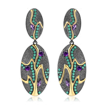 Load image into Gallery viewer, Signature Gold-Plated Amethyst Earrings.
$ 50 - 100, Amethyst, Purple, Oval, 925 Sterling Silver, Dangle