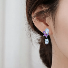Load image into Gallery viewer, Blue Topaz and Amethyst Statement Earrings