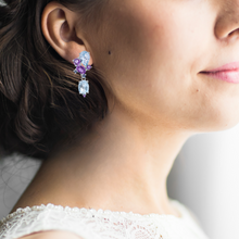 Load image into Gallery viewer, Blue Topaz and Amethyst Statement Earrings