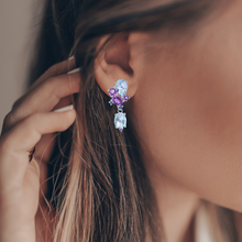 Load image into Gallery viewer, Blue Topaz and Amethyst Statement Earrings