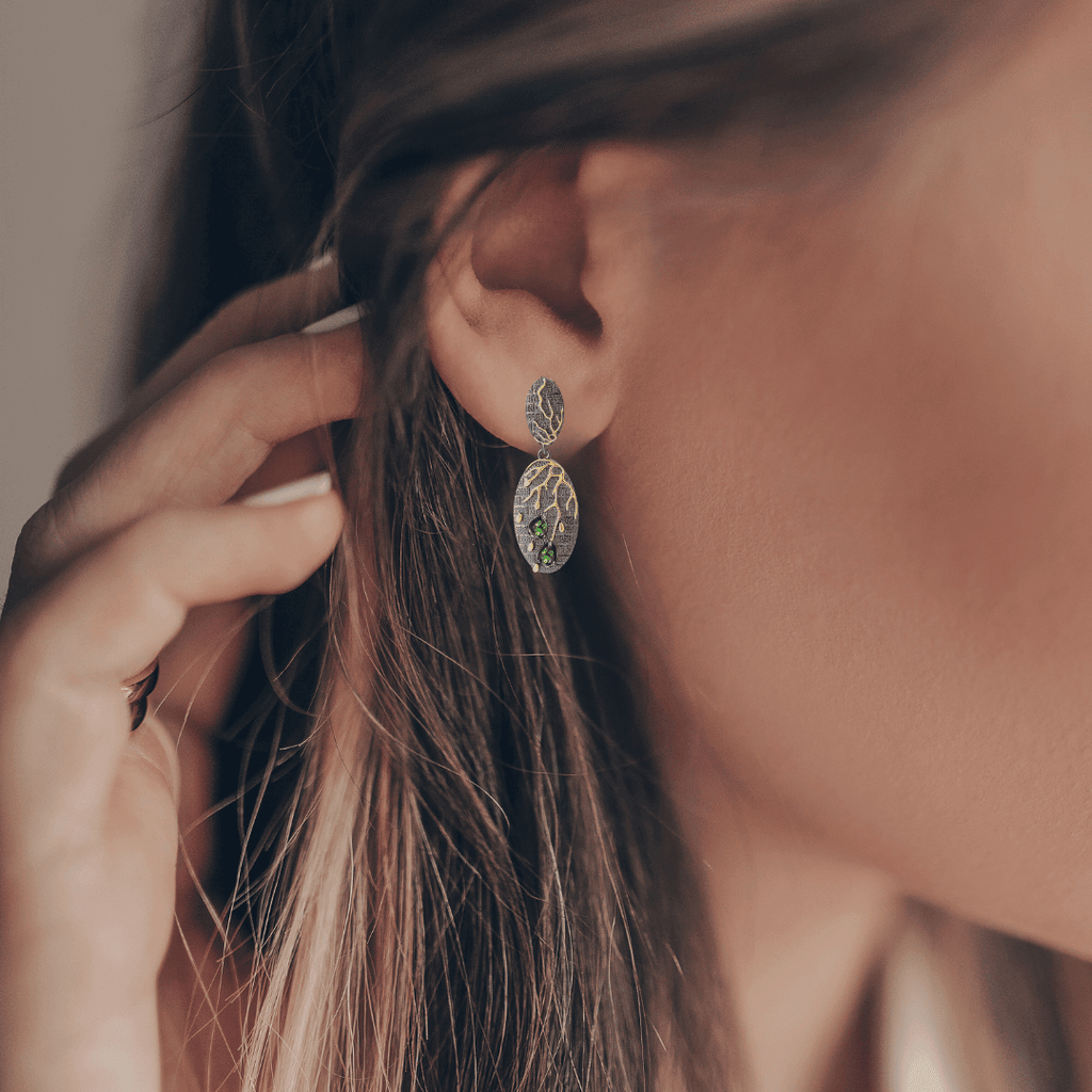 Chrome Diopside Gold-Plated Dangling Earrings Fine Color Jewels $50-100, 925-Sterling-Silver, 925-Sterling-Silver-Gold-Plated-Yellow, Dangle, dla-dm-discount-all-143240, dla-dm-discount-all-154898, Drop, Green, Pear, sale