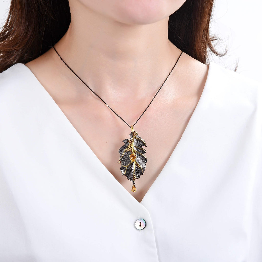 Signature Citrine Leaf Pendant.
$ 50 - 100, Citrine, Yellow, Oval, 925 Sterling Silver, Fashion