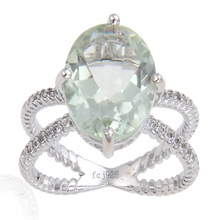 Load image into Gallery viewer, Green Amethyst Oval Cocktail Ring