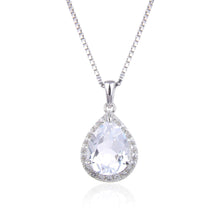 Load image into Gallery viewer, Classic White Topaz Pear Shaped Pendant.
$ 50 &amp; Under, White Topaz, White, Pear, 925 Sterling Silver, Halo