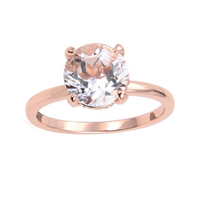 Load image into Gallery viewer, White Topaz Solitiare Engagement Ring in Rose Gold, Sterling Silver ring, 925 Sterling Silver ring, wedding ring, round shape gemstone ring