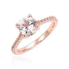 Load image into Gallery viewer, Round shape gemstone ring, Rose gold topaz ring, white topaz ring design