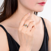 Load image into Gallery viewer, Sterling Silver Square Citrine White Topaz Ring
$ 50 &amp; Under, 6, 7, 8, Square, Citrine, Golden Yellow, White, White Topaz, 925 Sterling Silver, Fashion