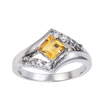 Load image into Gallery viewer, Citrine Square Chunky Fashion Ring, Stunning yellow gemstone design, citrine ring design