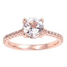 Load image into Gallery viewer, White Topaz Pave Engagement Ring in Rose Gold, round cut topz bridal ring, bridal ring design, rings under $100