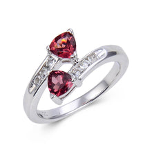 Load image into Gallery viewer, Stunning red gemstone ring, white topaz and garnet ring, sterling silver ring design
