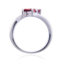 Load image into Gallery viewer, dual design ring design, trillion shape gemstone ring, trillion garnet, garnet jewelry