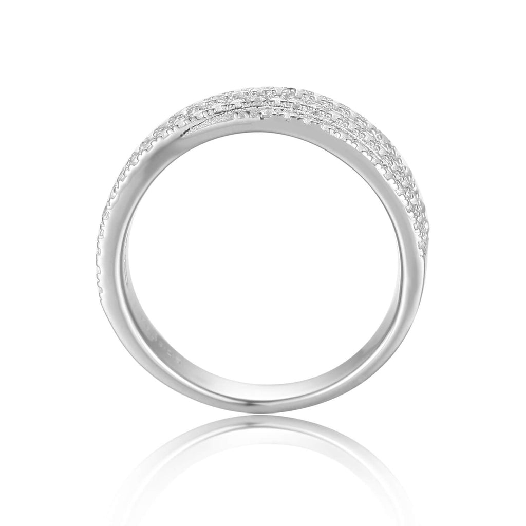 Plaited Baguette White Topaz Sterling Silver Ring, $ 50 - 100, White Topaz, White, Baguette, 925 Sterling Silver, 5, 6, 7, 8, Eternity