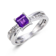 Load image into Gallery viewer, purple gemstone ring design, natural amethyst ring, band ring design