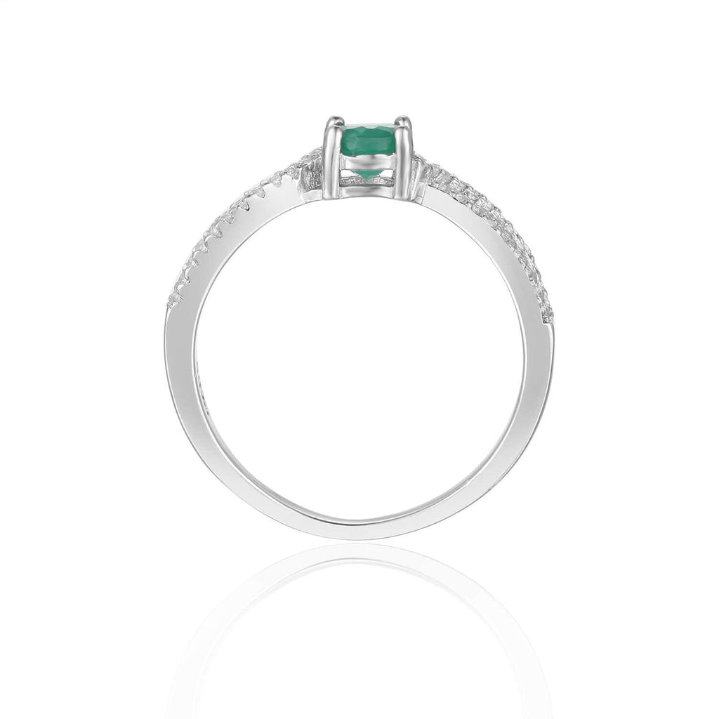 This May Birthstone Ring is a Green Emerald Unique Engagement Ring, this beautiful piece of jewelry could become a promise ring, an engagement ring, or a special gift this Christmas. A beautiful gift for her the Fine Color Jewels Dean Collection features Birthstone rings and other Fine Jewelry!