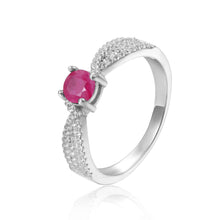 Load image into Gallery viewer, Genuine Ruby Round Shaped Engagement Ring