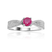 Load image into Gallery viewer, Genuine Ruby Round Shaped Engagement Ring