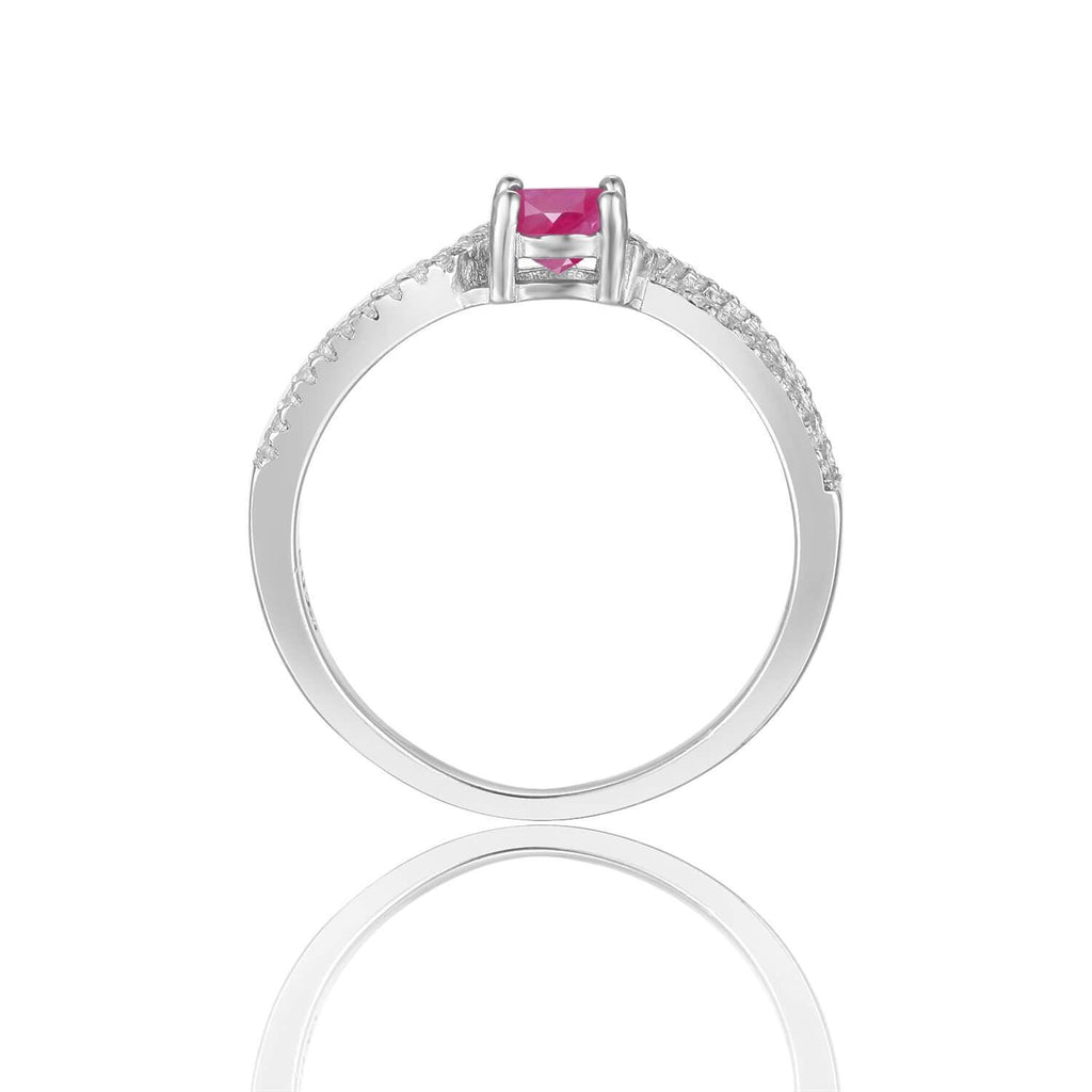 Genuine Ruby Round Shaped Engagement Ring