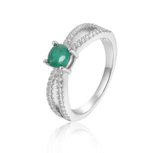 Load image into Gallery viewer, Stylish Round cut Genuine Emerald Ring with White Sapphire