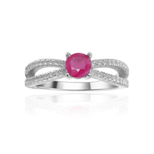 Load image into Gallery viewer, Stylish Round cut Genuine Ruby Ring with White Sapphire