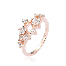 Load image into Gallery viewer, Enticing White Sapphire Cluster Ring in Rose Gold Plated Sterling Silver