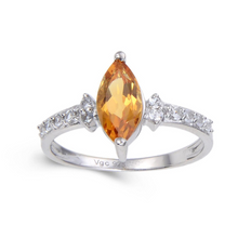Load image into Gallery viewer, Citrine Marquise Tiara Ring, stunning orange gemstone ring, natural citrine ring, citrine marquise shape ring, trillion gems ring