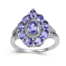 Load image into Gallery viewer, Tanzanite Teardrop Cocktail Ring, cocktail ring, chunky tanzanite ring, statement ting, natural tanzanite ring, purple gemstone ring