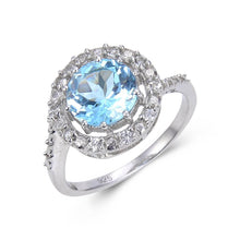 Load image into Gallery viewer, Round shape topaz ring, solitaire ring, topaz solitaire ring, blue gemstone ring design