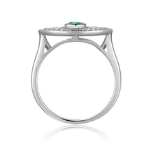 Load image into Gallery viewer, Genuine Emerald Evil Eye Ring with Moissanite Accents - FineColorJewels