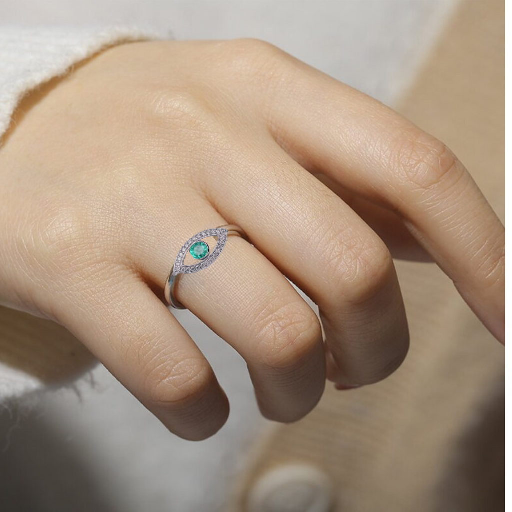 Emerald Evil Eye Ring