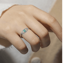 Load image into Gallery viewer, Emerald Evil Eye Ring Fine Color Jewels $200 - 300, 6, 7, 8, 925 Sterling Silver, dla-dm-discount-all-143240, dla-dm-discount-all-154898, Emerald, Fashion, Green, Round, sale