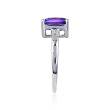 Load image into Gallery viewer, Signature Square Created Purple Sapphire.
$ 50 &amp; Under, Lab Created Purple Sapphire, Purple, Square, White, White Topaz, 925 Sterling Silver, 6, 7, 8, Solitare