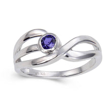 Load image into Gallery viewer, Purple Sapphire Dainty Fashion Ring, 925 sterling silver plated rings for her, unique style ring designs for her