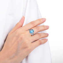 Load image into Gallery viewer, Topaz cushion shape ring, blue gemstone ring, cushion cut topaz ring