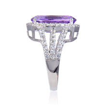 Load image into Gallery viewer, Split band amethyst ring design, gift for her, gift for mom, february birthstone ring