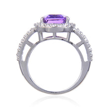 Load image into Gallery viewer, Sterling silver ring for her, purple amethyst ring, stunning purple gemstone ring