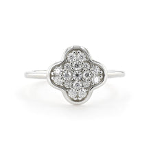 Load image into Gallery viewer, Four Leaf Clover Moissanite Good Luck Ring Silver - FineColorJewels