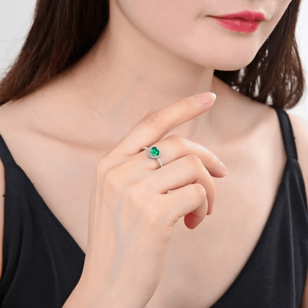 Colombian Created Emerald Halo Heart Ring Fine Color Jewels best gift for girls, best gift for women, Christmas gift, Dainty Birthstone Ring, dainty emerald ring, dla-dm-discount-all-154898, Emerald halo ring, Emerald pave ring, emerald ring for her, gift for her, Gift for Mom, gift for women, gift from daughter, Halo Heart Promise Ring, Heart Gemstone Ring, Heart Wedding Ring, Lab Created Emerald Ring, may birthstone ring, Mother's Day Gift, New Year gift, Valentine's Day gift