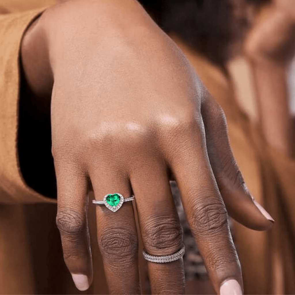 Colombian Created Emerald Halo Heart Ring Fine Color Jewels best gift for girls, best gift for women, Christmas gift, Dainty Birthstone Ring, dainty emerald ring, dla-dm-discount-all-154898, Emerald halo ring, Emerald pave ring, emerald ring for her, gift for her, Gift for Mom, gift for women, gift from daughter, Halo Heart Promise Ring, Heart Gemstone Ring, Heart Wedding Ring, Lab Created Emerald Ring, may birthstone ring, Mother's Day Gift, New Year gift, Valentine's Day gift