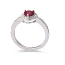 Load image into Gallery viewer, Lab Grown Ruby Halo Heart Ring Fine Color Jewels best gift for girls, Christmas gift, dla-dm-discount-all-154898, gift for her, Gift for Mom, gift for women, gift from daughter, Heart ring, July birthstone, New Year gift, Pave ring, Red heart stone, Red ruby ring, Ruby silver ring, Valentine&#39;s Day gift