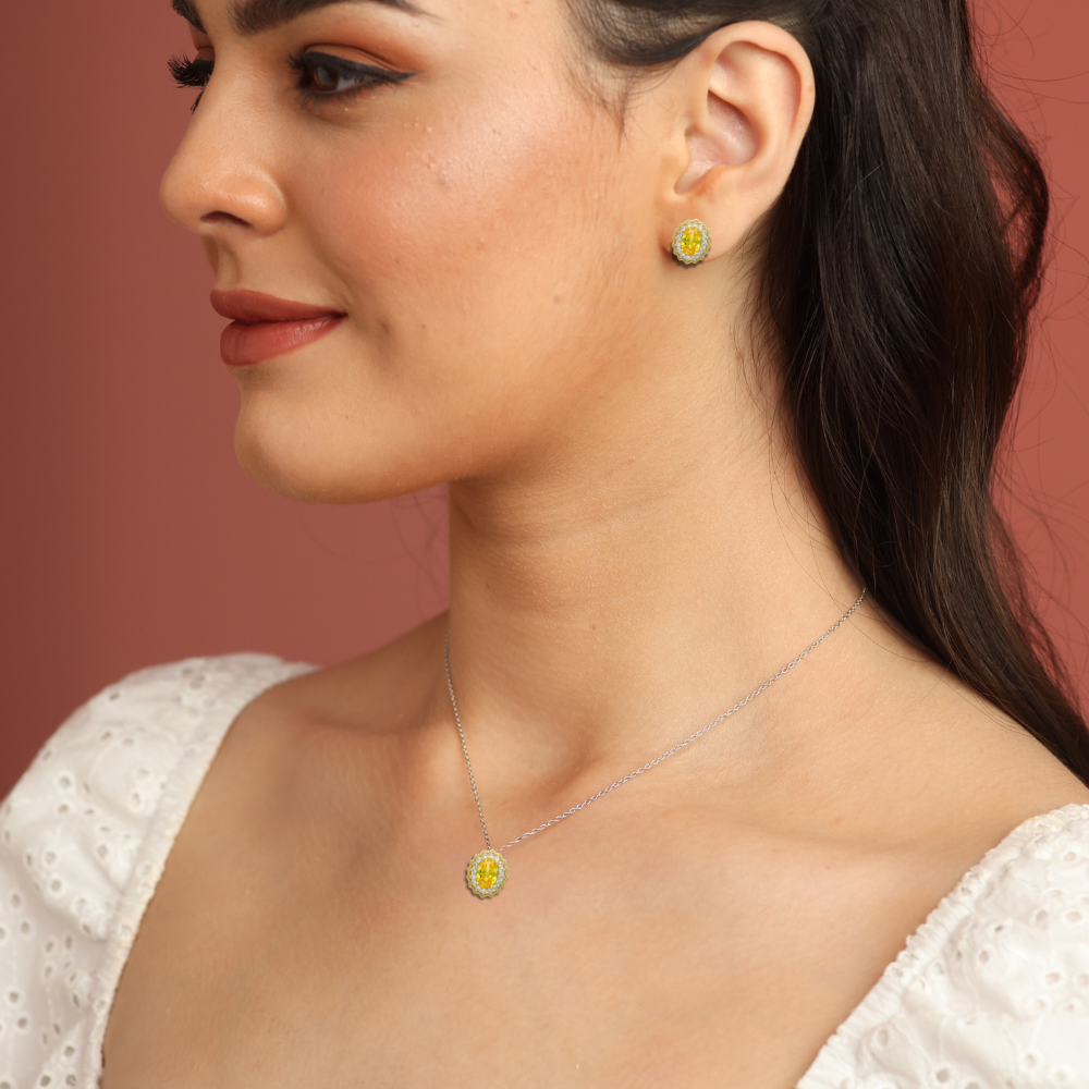 Natural Yellow Citrine Jewelry Set