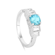 Load image into Gallery viewer, Natural blue tourmaline ring, solitaire ring for women