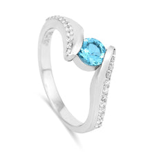 Load image into Gallery viewer, Lab grown diamond ring, natural blue tourmaline ring, genuine paraiba tourmaline ring