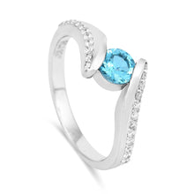 Load image into Gallery viewer, Lab grown diamond ring, natural blue tourmaline ring, genuine paraiba tourmaline ring