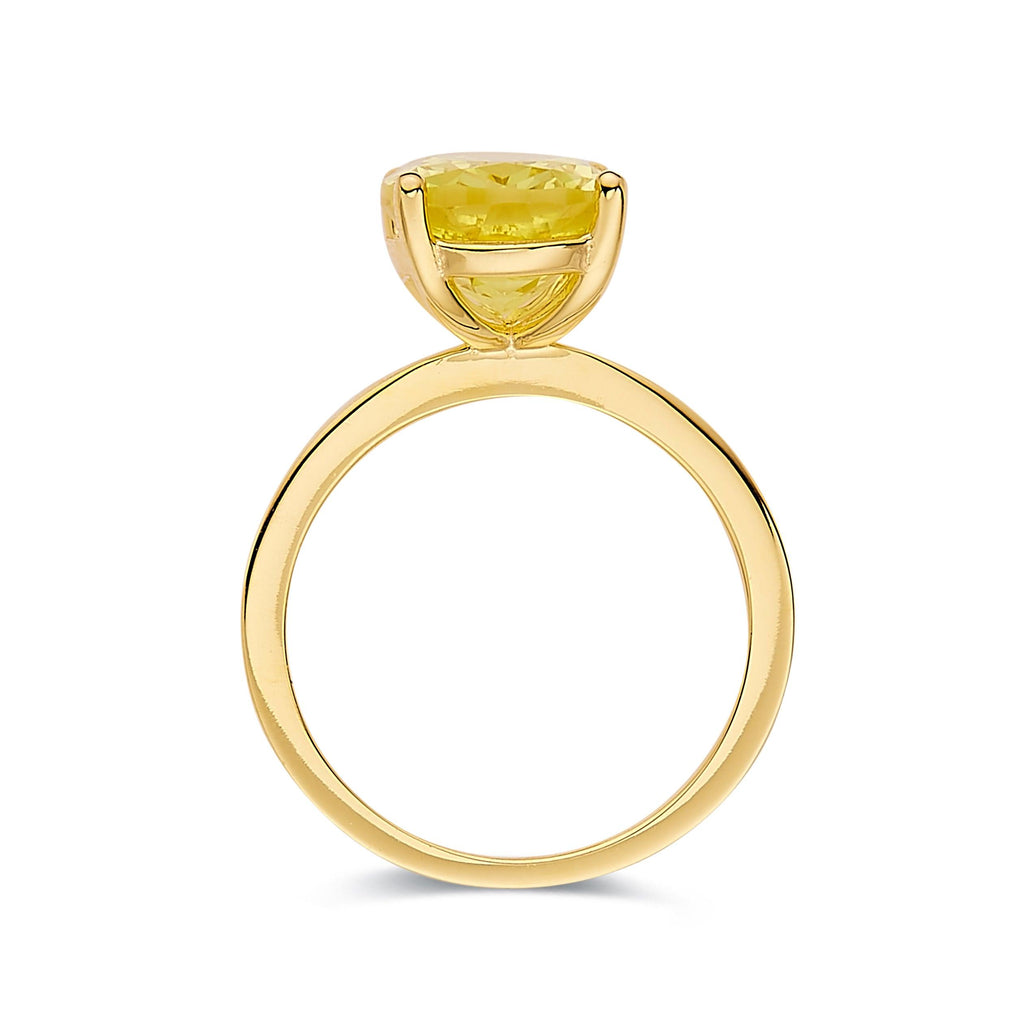 Canary Yellow Sapphire Ring Yellow Diamond Oval Solitaire Engagement Ring 18K Yellow Gold Plated Silver Proposal Ring Gift For Her - FineColorJewels