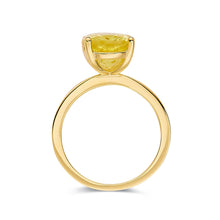 Load image into Gallery viewer, Canary Yellow Sapphire Ring Yellow Diamond Oval Solitaire Engagement Ring 18K Yellow Gold Plated Silver Proposal Ring Gift For Her - FineColorJewels