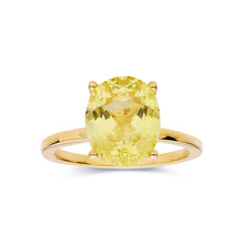 Load image into Gallery viewer, Canary Yellow Sapphire Ring Yellow Diamond Oval Solitaire Engagement Ring  - FineColorJewels